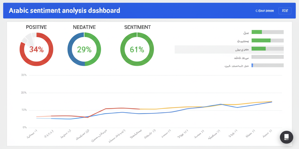 Sentiment Analysis dashboard showing emotional tone analysis of Arabic content